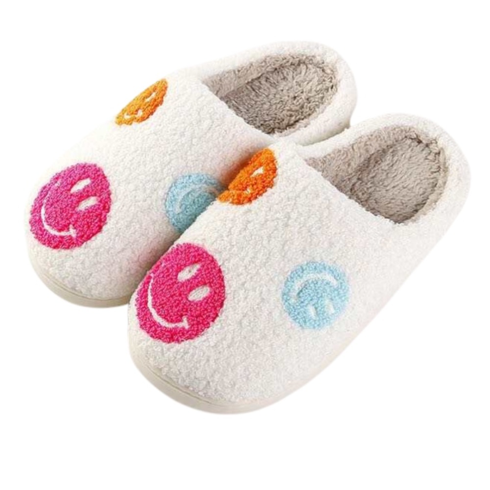 Multi Colored Smiley Face Slippers - Picture 1 of 9